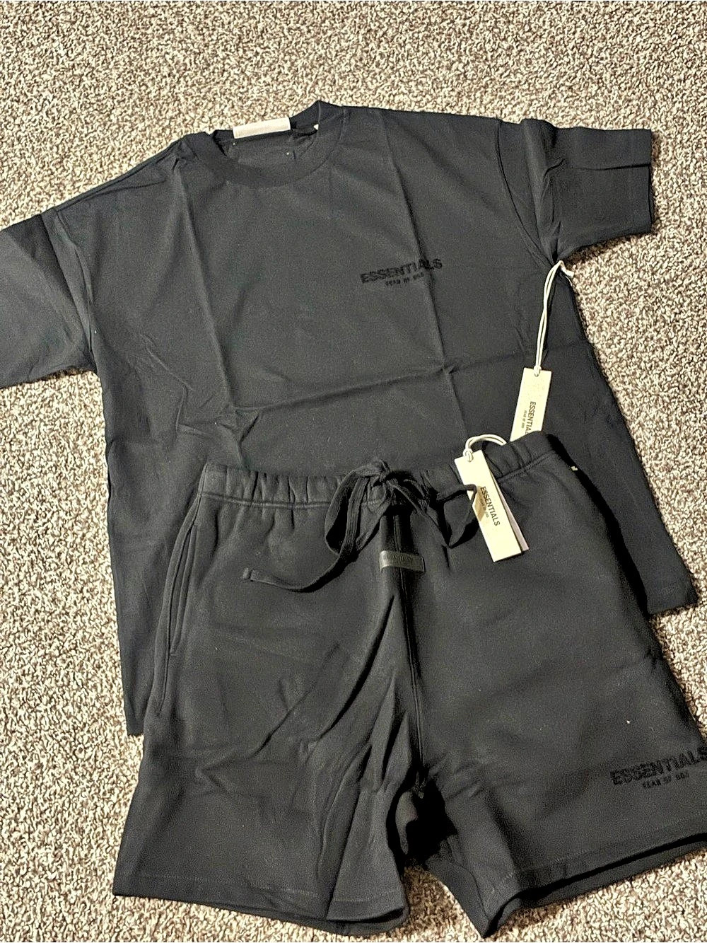 Essentials Black Short Sleeve Shorts Set NWT